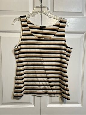 NWT Talbots Size Petite LP Large Striped Sleeveless Tank Top Tee Pima Blend